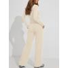 image:imageDarong Womens 2 Piece Matching Lounge Sets 2026 Long Sleeve Henley Shirts Wide Leg Pants Airport Travel OutfitsLight Beige
