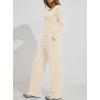 image:imageDarong Womens 2 Piece Matching Lounge Sets 2026 Long Sleeve Henley Shirts Wide Leg Pants Airport Travel OutfitsLight Beige