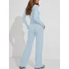 image:imageDarong Womens 2 Piece Matching Lounge Sets 2026 Long Sleeve Henley Shirts Wide Leg Pants Airport Travel OutfitsLight Blue