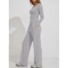 image:imageDarong Womens 2 Piece Matching Lounge Sets 2026 Long Sleeve Henley Shirts Wide Leg Pants Airport Travel OutfitsLight Grey