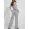 image:imageDarong Womens 2 Piece Matching Lounge Sets 2026 Long Sleeve Henley Shirts Wide Leg Pants Airport Travel OutfitsLight Grey