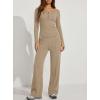 image:imageDarong Womens 2 Piece Matching Lounge Sets 2026 Long Sleeve Henley Shirts Wide Leg Pants Airport Travel OutfitsLight Khaki