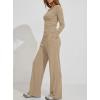 image:imageDarong Womens 2 Piece Matching Lounge Sets 2026 Long Sleeve Henley Shirts Wide Leg Pants Airport Travel OutfitsLight Khaki