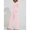 image:imageDarong Womens 2 Piece Matching Lounge Sets 2026 Long Sleeve Henley Shirts Wide Leg Pants Airport Travel OutfitsLight Pink