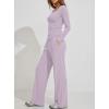 image:imageDarong Womens 2 Piece Matching Lounge Sets 2026 Long Sleeve Henley Shirts Wide Leg Pants Airport Travel OutfitsLight Purple