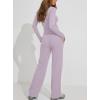 image:imageDarong Womens 2 Piece Matching Lounge Sets 2026 Long Sleeve Henley Shirts Wide Leg Pants Airport Travel OutfitsLight Purple