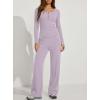 image:imageDarong Womens 2 Piece Matching Lounge Sets 2026 Long Sleeve Henley Shirts Wide Leg Pants Airport Travel OutfitsLight Purple