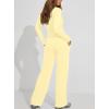image:imageDarong Womens 2 Piece Matching Lounge Sets 2026 Long Sleeve Henley Shirts Wide Leg Pants Airport Travel OutfitsLight Yellow