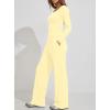 image:imageDarong Womens 2 Piece Matching Lounge Sets 2026 Long Sleeve Henley Shirts Wide Leg Pants Airport Travel OutfitsLight Yellow