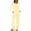 image:imageDarong Womens 2 Piece Matching Lounge Sets 2026 Long Sleeve Henley Shirts Wide Leg Pants Airport Travel OutfitsLight Yellow