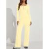 image:imageDarong Womens 2 Piece Matching Lounge Sets 2026 Long Sleeve Henley Shirts Wide Leg Pants Airport Travel OutfitsLight Yellow