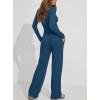 image:imageDarong Womens 2 Piece Matching Lounge Sets 2026 Long Sleeve Henley Shirts Wide Leg Pants Airport Travel OutfitsPeacock Blue