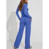 image:imageDarong Womens 2 Piece Matching Lounge Sets 2026 Long Sleeve Henley Shirts Wide Leg Pants Airport Travel OutfitsSea Blue