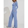 image:imageDarong Womens 2 Piece Matching Lounge Sets 2026 Long Sleeve Henley Shirts Wide Leg Pants Airport Travel OutfitsSky Blue