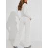 image:imageDarong Womens 2 Piece Matching Lounge Sets 2026 Long Sleeve Henley Shirts Wide Leg Pants Airport Travel OutfitsWhite Grey