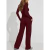 image:imageDarong Womens 2 Piece Matching Lounge Sets 2026 Long Sleeve Henley Shirts Wide Leg Pants Airport Travel OutfitsWine Red
