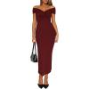 image:imageDarong Womens Summer Off The Shoulder Twist Knot Front Bodycon Dresses Long Going Out Casual Elegant Party Dress