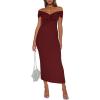 image:imageDarong Womens Summer Off The Shoulder Twist Knot Front Bodycon Dresses Long Going Out Casual Elegant Party Dress