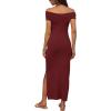image:imageDarong Womens Summer Off The Shoulder Twist Knot Front Bodycon Dresses Long Going Out Casual Elegant Party Dress