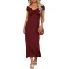 image:imageDarong Womens Summer Off The Shoulder Twist Knot Front Bodycon Dresses Long Going Out Casual Elegant Party Dress