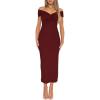 image:imageDarong Womens Summer Off The Shoulder Twist Knot Front Bodycon Dresses Long Going Out Casual Elegant Party Dress