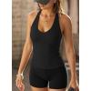 image:imageDarong Halter Tank Top for Women with Built in Bra Soft Ribbed V Neck Backless Cami Shirts Basic Summer OutfitsBlack