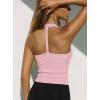 image:imageDarong Halter Tank Top for Women with Built in Bra Soft Ribbed V Neck Backless Cami Shirts Basic Summer OutfitsLight Pink