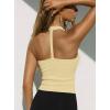 image:imageDarong Halter Tank Top for Women with Built in Bra Soft Ribbed V Neck Backless Cami Shirts Basic Summer OutfitsLight Yellow