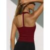 image:imageDarong Halter Tank Top for Women with Built in Bra Soft Ribbed V Neck Backless Cami Shirts Basic Summer OutfitsRed