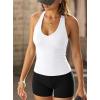 image:imageDarong Halter Tank Top for Women with Built in Bra Soft Ribbed V Neck Backless Cami Shirts Basic Summer OutfitsWhite