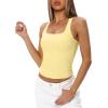 image:imageDarong Womens Padded Double Lined Racerback Tank Top Scoop Neck Basic Slim Fit 2026 Summer Camisole Sleeveless Workout ShirtsLight Yellow