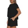 image:imageDarong 2 Piece Sets for Women Summer Lounge Wear Casual Short Sleeve Tshirts Shorts Matching Airport Outfit PostpartumBlack