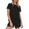 image:imageDarong 2 Piece Sets for Women Summer Lounge Wear Casual Short Sleeve Tshirts Shorts Matching Airport Outfit PostpartumBlack