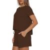 image:imageDarong 2 Piece Sets for Women Summer Lounge Wear Casual Short Sleeve Tshirts Shorts Matching Airport Outfit PostpartumCoffee
