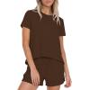 image:imageDarong 2 Piece Sets for Women Summer Lounge Wear Casual Short Sleeve Tshirts Shorts Matching Airport Outfit PostpartumCoffee