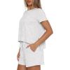image:imageDarong 2 Piece Sets for Women Summer Lounge Wear Casual Short Sleeve Tshirts Shorts Matching Airport Outfit PostpartumWhite Grey