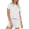image:imageDarong 2 Piece Sets for Women Summer Lounge Wear Casual Short Sleeve Tshirts Shorts Matching Airport Outfit PostpartumWhite Grey