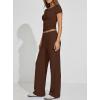 image:imageDarong Womens 2 Piece Matching Lounge Sets Summer Short Sleeve Henley Shirts Wide Leg Pants Airport Travel Spring OutfitsCoffee