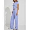 image:imageDarong Womens 2 Piece Matching Lounge Sets Summer Short Sleeve Henley Shirts Wide Leg Pants Airport Travel Spring OutfitsLight Blue