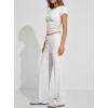 image:imageDarong Womens 2 Piece Matching Lounge Sets Summer Short Sleeve Henley Shirts Wide Leg Pants Airport Travel Spring OutfitsWhite Grey