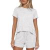 image:imageDarong 2 Piece Sets for Women Summer Lounge Wear Casual Short Sleeve Tshirts Shorts Matching Airport Outfit PostpartumWhite Grey