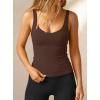 image:imageDarong Tank Tops for Women with Built in Bra Double Lined V Neck Summer Basic Going Out ShirtsCoffee