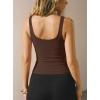 image:imageDarong Tank Tops for Women with Built in Bra Double Lined V Neck Summer Basic Going Out ShirtsCoffee