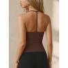 image:imageDarong V Neck Builtin Bra Tank Top Double Lined Going Out Sleeveless Shirts Strappy Open Back Fitted Basic CamisoleCoffee