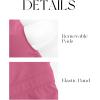 image:imageDarong V Neck Builtin Bra Tank Top Double Lined Going Out Sleeveless Shirts Strappy Open Back Fitted Basic CamisoleRaspberry Pink