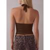image:imageDarong Womens Sexy Plunge Deep V Neck Tank Top Tie Up Halter Sleeveless Shirts Open Back Summer Going Out Beach ClothesCoffee
