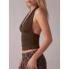 image:imageDarong Womens Sexy Plunge Deep V Neck Tank Top Tie Up Halter Sleeveless Shirts Open Back Summer Going Out Beach ClothesCoffee