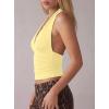 image:imageDarong Womens Sexy Plunge Deep V Neck Tank Top Tie Up Halter Sleeveless Shirts Open Back Summer Going Out Beach ClothesLight Yellow