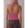 image:imageDarong Womens Sexy Plunge Deep V Neck Tank Top Tie Up Halter Sleeveless Shirts Open Back Summer Going Out Beach ClothesRaspberry Pink