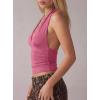 image:imageDarong Womens Sexy Plunge Deep V Neck Tank Top Tie Up Halter Sleeveless Shirts Open Back Summer Going Out Beach ClothesRaspberry Pink